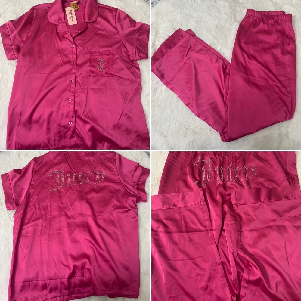 Juicy Couture Pink Satin Bling Pajamas set